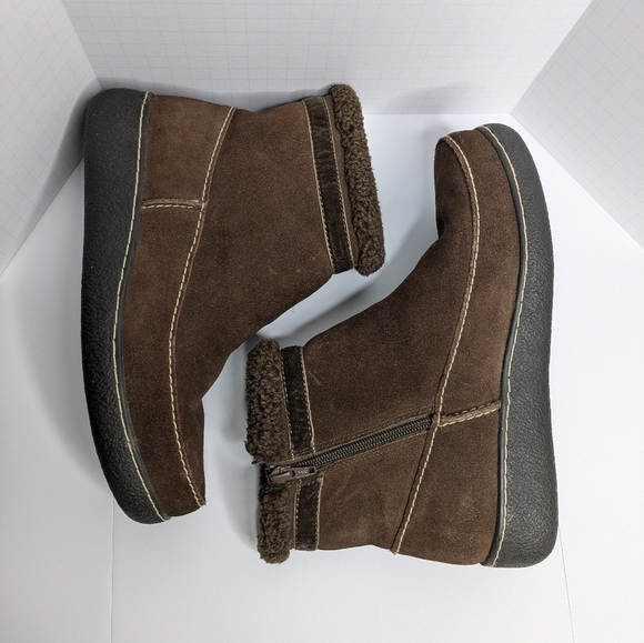 Lands' End Sherpa Lined Suede Ankle Boot 9.5 Women - Picture 2 of 8